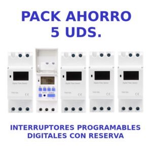 Pack ahorro 5 interruptores programables digitales Melppa